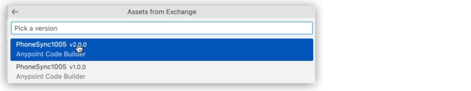 Assets from Exchange dropdown