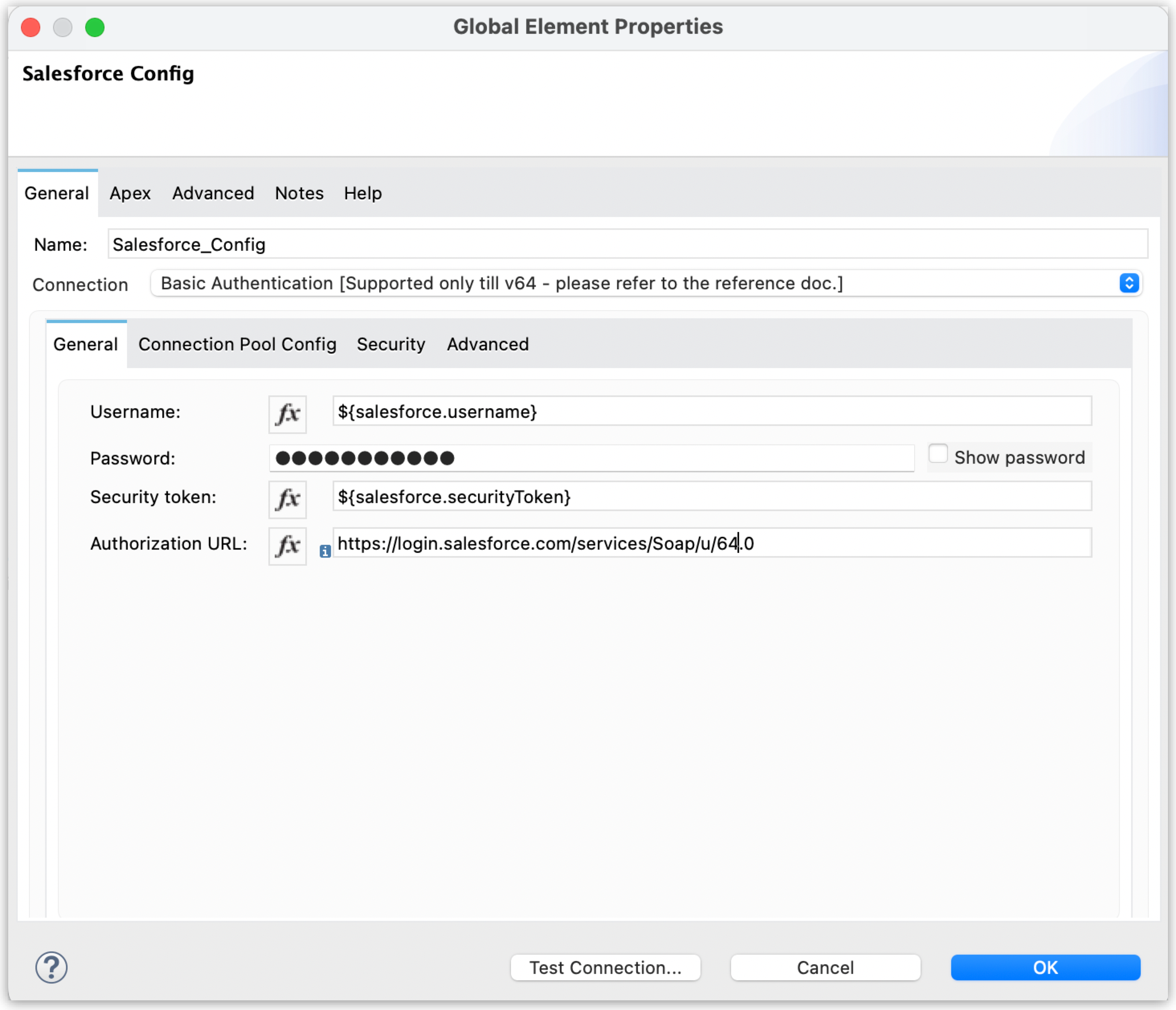 Upsert global element configuration window